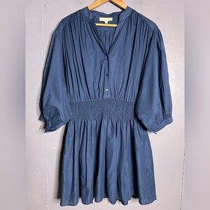 Pinch Work For You Navy Blue Smocked Waist Dress. In size Large
